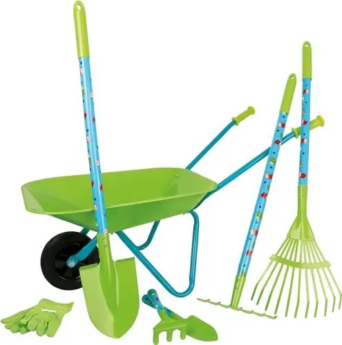 Produktbild: small foot Großes Gartenset aus Holz und Metall, mit Schubkarre, Spaten, Harke uvm., ab 3 Jahren, 12014