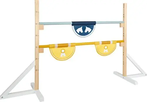 Produktbild: small foot Hindernis-Set für Kinder aus Holz, Outdoor-Bewegungsspielzeug fürs Pferde-Spiel und Hobby Horsing, 12398, Blau, Gelb