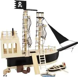 Produktbild: small foot Piratenschiff für Biegepuppen aus Holz, großes Spielschiff mit reichlich Zubehör und Funktionen, 12411