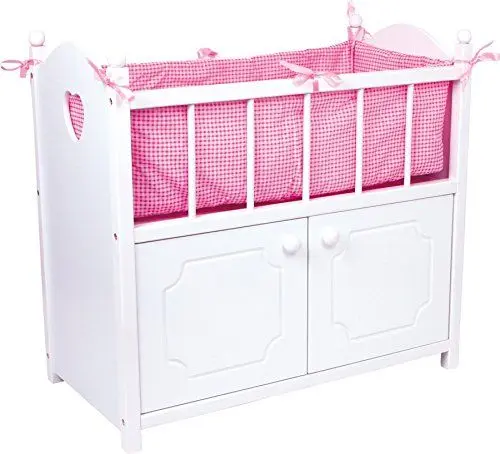 Produktbild: small foot Puppenbett mit Schrank aus Holz, Bettwäsche und Bettumrandung, ab 3 Jahren, 2875, Weiß Rosa