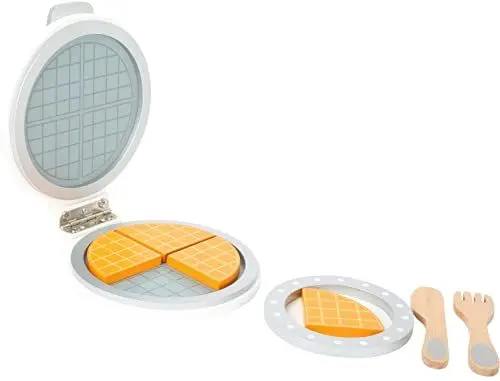 Produktbild: small foot Waffeleisen aus Holz, zum Aufklappen mit vier Waffelstücken, Zubehör für Kinderküchen, ab 3 Jahren, 10592, 9.6 x 7.1 x 2.4