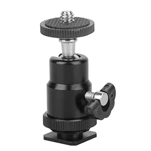 Produktbild: Small-Kugelkopf mit 1/4-Zoll-Blitzschuh-Adapter für eine reibungslose und sichere Einstellung des Kamerawinkels für DSLRs, Stative und Lichtstative