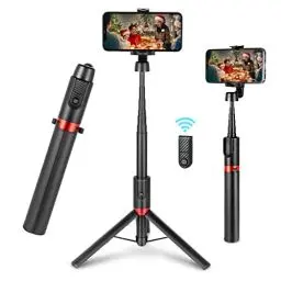 Produktbild: SMALLRIG 130 cm Stativ Selfie Stick tragbar mit Bluetooth Fernbedienung und Stabiler Halterung für Smartphone ST20, verstellbar von 11,81 bis 51,18 Zoll, leichtes Stativ für Mobiltelefone – 3375B