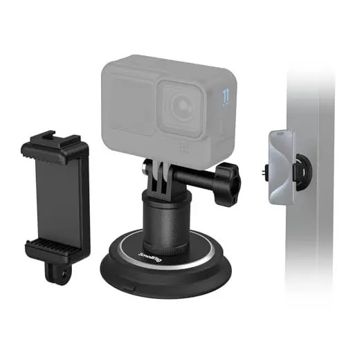Produktbild: SMALLRIG 2-in-1 Magnetic Suction Cup Mount Magnetische Saugnapfhalterung, Leistungsstarke Kamerahalterung für Gopro, für Insta360 und Telefon, 360° Drehung für Auto und Fitnessstudio - 4347