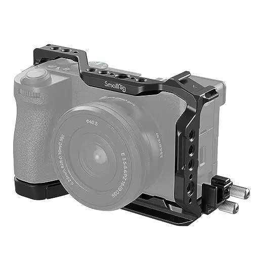 Produktbild: SMALLRIG Alpha 6700 Cage Kit für Sony A6700 mit Einer Kabelklemme für HDMI, Integrierter Schnellwechselplatte für Arca-Typ, Filmkamera-Videokäfig mit Schuhhalterung, 1/4''-20 Gewinde Löcher - 4336