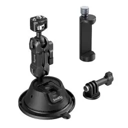 Produktbild: SMALLRIG Double Layer Suction Cup Mount Saugnapfhalterung für Smartphone/Action-Kamera, Autohalterung mit Telefonhalter für iPhone für GoPro für DJI Osmo, Dual-Kugelkopf 360° Drehung für Auto – 4275