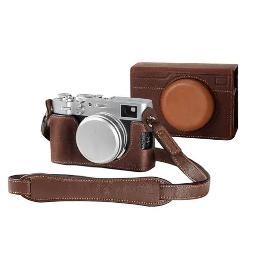 Produktbild: SMALLRIG Leather Case Lederhüllen-Set für FUJIFILM X100VI, inklusive Leder-Halbhülle, Klapphülle und Schultergurt, echtes Ledermaterial, tragbar und schützend - 4558