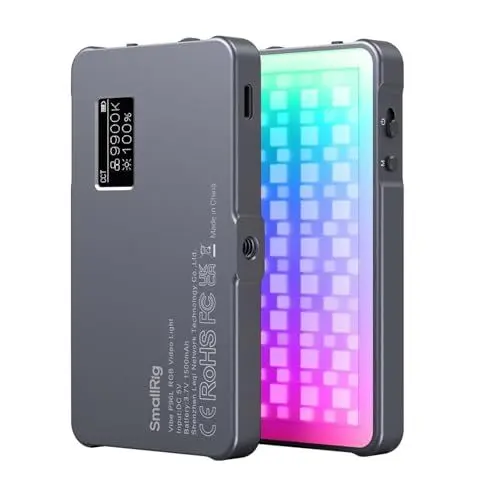 Produktbild: SMALLRIG Led Videoleuchte RGB, Leichtes Fotolicht mit Integriertem OLED-Display, 2500K–8000K, CRI 96, TLCI 96, Tragbares Kamera Licht mit 21 Lichteffekten, P96L – 3489B