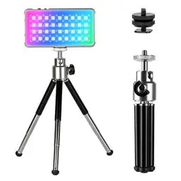 Produktbild: SMALLRIG Led Videoleuchte RGB mit Mini-Stativ und Cold Shoe Mount, Leichtes Fotolicht mit Integriertem OLED-Display, 2500K–8000K, CRI 96, TLCI 96, mit 21 Lichteffekten, P96L Tripod Kit Edition - 3861B