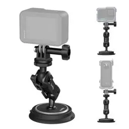 Produktbild: SMALLRIG Magnetic Suction Cup Mount 2-in-1 magnetische Saugnapfhalterung für Gopro, Autokamera-Halterung außen für Action Kameras, mit Kugelkopf Zauberarm, NUR für Eisenoberflächen geeignet - 4466