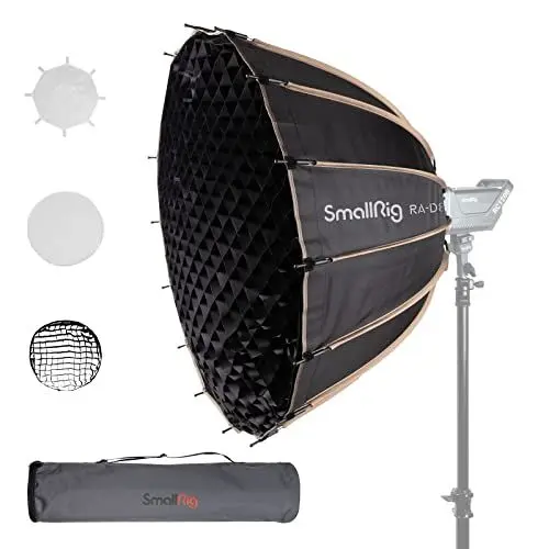 Produktbild: SMALLRIG RA-D85 Parabolic Softbox, 85 cm (33,5 Zoll) Quick Release Studio Reflection Softbox, Mit Bowens Mount für SmallRig COB Video Light 120B 120D 220B 220D und Foto Studio Video Licht - 3586