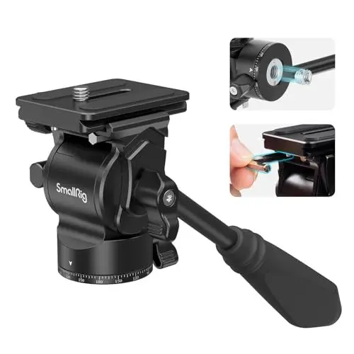 Produktbild: SMALLRIG Stativ Fluidkopf Pan Tilt Head CH10 mit Schnellwechselplatte, Fluid Head geeignet für AR-ca Swiss für Kompakt Videokameras und DSLR Kameras, 3kg Tragkraft für Stativ Kamera - 3259