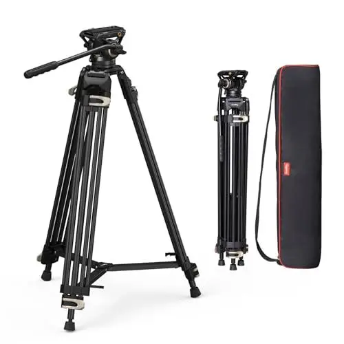 Produktbild: SMALLRIG Videostativ, 73-Zoll (186 cm) Heavy Duty Tripod Hochleistungs Stativ mit 360-Grad-Fluidkopf und Schnellwechselplatte für DSLR, Camcorder, Kameras, Belastbarkeit 8 kg - 3751