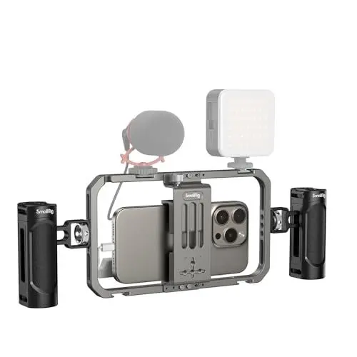 Produktbild: SMALLRIG Universal Smartphone Video Rig All-in-One Handy Video Kit für Video Creators, Aluminium Handheld Cage Kit für iPhone 16/15 / 14/13 Pro Max für Huawei und andere – 4121