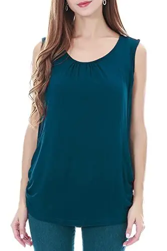 Produktbild: Smallshow Damen Mutterschafts Stillshirt Tank Tops Sommer Ärmellos Stillen Kleidung Teal L