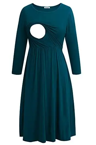 Produktbild: Smallshow Damen Schwangerschaftskleid Umstandsmode Kleide Umstandskleide Stillkleide Teal S