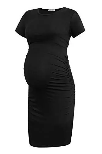 Produktbild: Smallshow Damen Umstandskleid Kurzarm Umstandsmode Kleid Sommer,Black,M