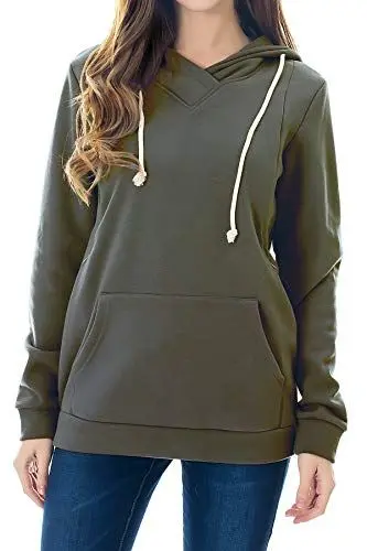 Produktbild: Smallshow Stillanzug Mutterschaft Fleece Stillpullover Stilloberteil Umstandsmode Hoodie Sweatshirt zum Stillen Army Green L