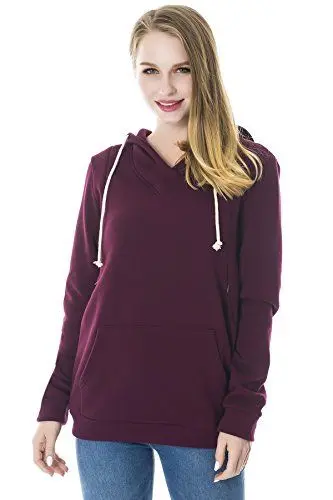 Produktbild: Smallshow Stillanzug Mutterschaft Fleece Stillpullover Stilloberteil Umstandsmode Hoodie Sweatshirt zum Stillen Wine M