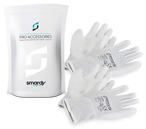 Produktbild: smardy 2 Paar Antistatische ESD-Handschuhe Touchscreen-fähig Größe L (9), Schutzhandschuhe für Arbeiten an Elektronik, PC, Kamera, Objektiven – Schutz vor Fingerabdrücken & statischer Aufladung