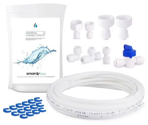 Produktbild: ZO012 Wasserzulaufleitung Anschluss Set 1/4 Zoll Schlauch 10m für Side by Side Kühlschrank Wasseranschluss, Umkehrosmoseanlage Trinkwasser, Kühlschrankschlauch, Wasserschlauch Schlauchverbinder (1/4