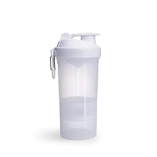 Produktbild: Smarsthake Original2GO Pure White - Protein Shaker mit Pulverfach, Sportflasche spülmaschinenfest, bpa frei