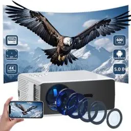 Produktbild: Smart Beamer 4K (Elektrischer Fokus und Auto Keystone) Heimkino mit Apps,Full HD 1080P Beamer mit WiFi5 Projektor,20000 Lumen Outdoor Heimkino Kompatibel mit TV Stick/HDMI/USB/AV/Laptop/iPhone/Android