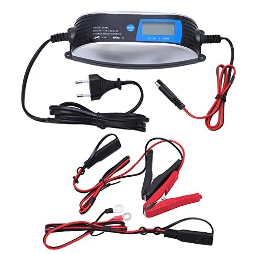 Produktbild: Smart Battery Charger, 12V 24V Automatischer Smart Charger Battery Maintainer mit LCD-Display, Professionelles Kfz-Batterieladegerät für LKW-Motorräder (EU-Stecker)