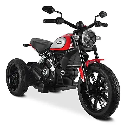 Produktbild: Smart BeBe Kinder Elektro-Motorrad Ducati Scrambler 12V Batterie hohe/niedrige Geschwindigkeit MP3 Sound und Lichter 3 Räder 3-8 Jahre (Rot)