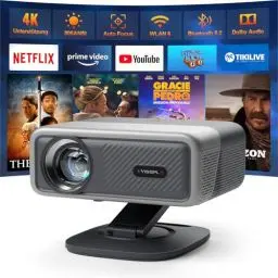 Produktbild: Smart Beamer 4K(Netflix Official & 3D Dolby Audio) VISSPL 28000 Lumen Autofokus/Auto Trapezkorrektur Projektor, WiFi6 Bluetooth Beamer 4K Heimkino, Outdoor Video Beamer Mit 360° Drehbarem Ständer