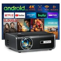 Produktbild: Smart Beamer<strong>Integrierte Apps & Autofokus/Keystone :</strong>  Full HD 1080P 23000 Lumen Beamer 4K Unterstützung, VOPLLS WIFI6 Bluetooth Heimkino Video/Outdoor Beamer für Android/iPhone/PS5 Handy Projektor