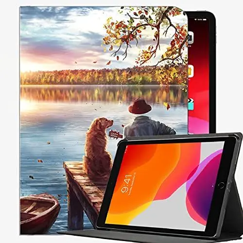 Produktbild: Smart Case für das iPad Air 2, Mann Hundehatasche Slim Shell Cover für iPad Air2 9,7 Zoll