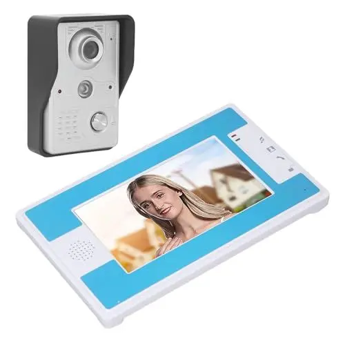 Produktbild: Smart Home Video-Gegensprechanlagen-Türsprechanlage mit HD-Kamera, Elektronisch Gesteuerter Entriegelungsfunktion, AC-Stromversorgung (EU-Stecker 100 bis 240 V)