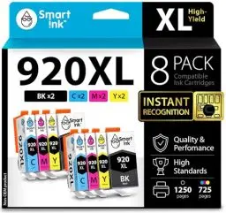 Produktbild: Smart Ink Kompatible Druckerpatronen als Ersatz für HP 920 XL 920XL 8 Multipack (2 Schwarz 2 Cyan 2 Magenta 2 Gelb) kompatibel mit HP Officejet 6000 6500 6500A 7000 7500A Drucker