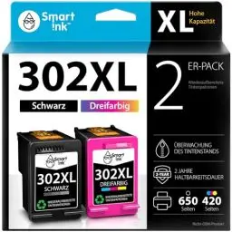 Produktbild: Smart Ink Wiederaufbereitete Druckerpatronen als Ersatz für HP 302XL 302 XL 2 Multipack Schwarz & Farbige für HP Officejet 5220 3830 3831 3833 Envy 4525 4520 Deskjet 3639 3636 3630 2130 1110 drucker