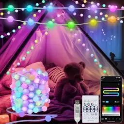 Produktbild: Smart Lichterkette Kugel, 10M RGB integrierter Chip LED Lichterketten mit App und Fernbedienun Musik und Mikrofon Sync für die Garten Party außen Deko