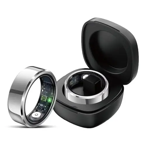 Produktbild: Smart Ring Android Fitness Tracker Ring Smartringe für Herren Damen Schlaftracker Schrittzähler Sport Smartring Fitnessring IOS Herzfrequenz Pulsmesser Fitnesstracker Gesundheitsring Schwarz Silber