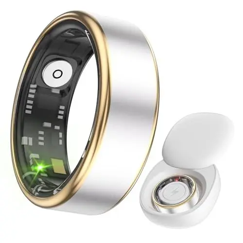 Produktbild: Smart Ring Android IOS Fitness Ring Tracker Smartringe für Herren Damen Schlaftracker Pulsmesser Aktivitätstracker Schrittzähler Sport Smartring Fitnessring Herzfrequenz Schwarz Rosegold Silber