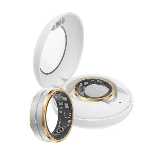 Produktbild: Smart Ring Herzfrequenz Fitness Tracker Ring Android IOS Smartringe Herren Damen Schlaftracker Schlaf Tracker Smartring Fitnessring Schrittzähler Fitnesstracker Gesundheitsring Pulsmesser Gold Silber