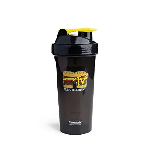 Produktbild: Smart Shake Lite MTV Hamburger Logo Shaker Flasche (800 ml / 20 oz) | Langlebiges Design und leicht zu reinigende Wasserflasche | auslaufsicher, BPA-frei & DEHP-frei