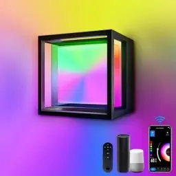 Produktbild: Smart Wandleuchte Aussen, IP65 Wasserdicht Außenwandleuchten Steuerbar per App/Sprache/Fernbedienung mit 54 Scene Modes, DIY Lichteffekte, Smart Outdoor Wandleuchte für Hof,Terrasse,Garten,1 Stück