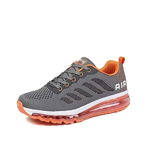 Produktbild: smarten Sportschuhe Herren Damen Laufschuhe Unisex Turnschuhe Air Atmungsaktiv Running Schuhe mit Luftpolster greyorange 34
