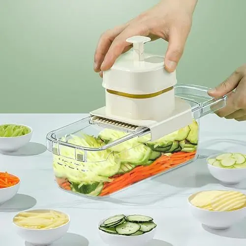 Produktbild: SMART-J Slice Master Gemüseschneider – Gemüseschneider und Multifunktionsschneider für Karotten, Gurken, Kartoffeln – Handschutz und ergonomisches Design – Schneiden, Schneiden, Hacken
