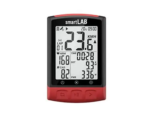 Produktbild: smartLAB bike2 smarte GPS-Fahrradcomputer mit ANT+ & Bluetooth für Radsport | 2,3 Zoll entspiegelte LCD Display | Fahrradtacho mit Kilometerzähler, Schwarz