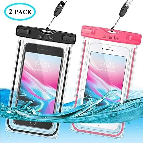 Produktbild: smartlle wasserdichte Handyhülle 2 Stücke, Handy Hülle Wasserdicht Tasche Beutel, Staubdichte Schutzhülle für iPhone 12 11 X XR XS MAX，8/7/6s Plus，6 5 5c 5s，Galaxy S21 S20 S10 S9 S8 S5 S7 S6 Edge