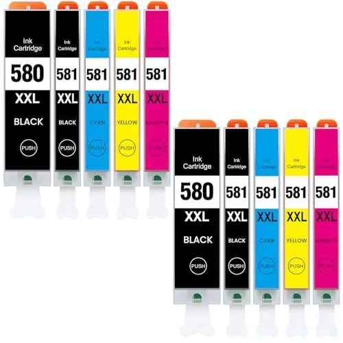 Produktbild: 580 581 Druckerpatronen kompatible für Canon PGI-580 CLI-581 XXL Patronen Multipack für Pixma TR8550 TR7550 TR7500 TS705 TS6350 TS6150 TS9550 TS6250 TS8250 TR8500 TS6151 TS8150 TS8251 (10er-Pack)