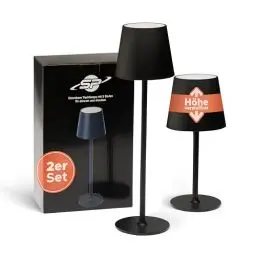 Produktbild: Smart-Planet LED Tischlampe 2er Set höhenverstellbar Tischleuchte Touch dimmbar in 3 Stufen kabellos - IP44 Outdoor mit Akku USB - Einstellbare Größe Farbe Helligkeit