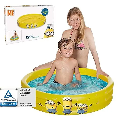 Produktbild: Smart-Planet Planschbecken Minions - 3-Ring Pool aufblasbar - 100 x 23 cm - Kinderpool - Babypool - Mini Schwimmbecken - Aufstellpool