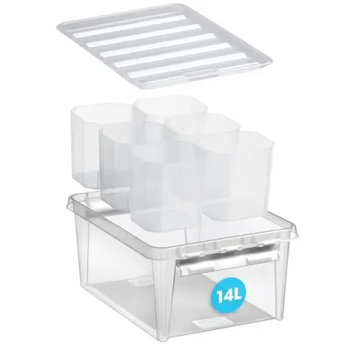Produktbild: SmartStore - Aufbewahrungsbox mit Deckel Classic 14L (40x30x18cm) | Stapelbare Box mit Deckel | Lebensmittelechte Kunststoffbox | Plastikbox mit Deckel & verstärkten Ecken | 10 Jahre Garantie
