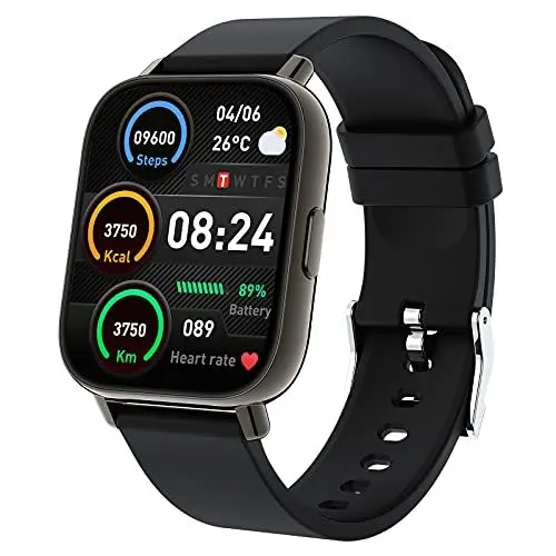 Produktbild: Smartwatch, Armbanduhr Bluetooth 1.69 Voller Touch Screen IP67 Wasserdicht Smart Watch Schwarz, Fitness Tracker mit Schrittzähler Schlafmonitor Stoppuhr für Sportuhr Herren